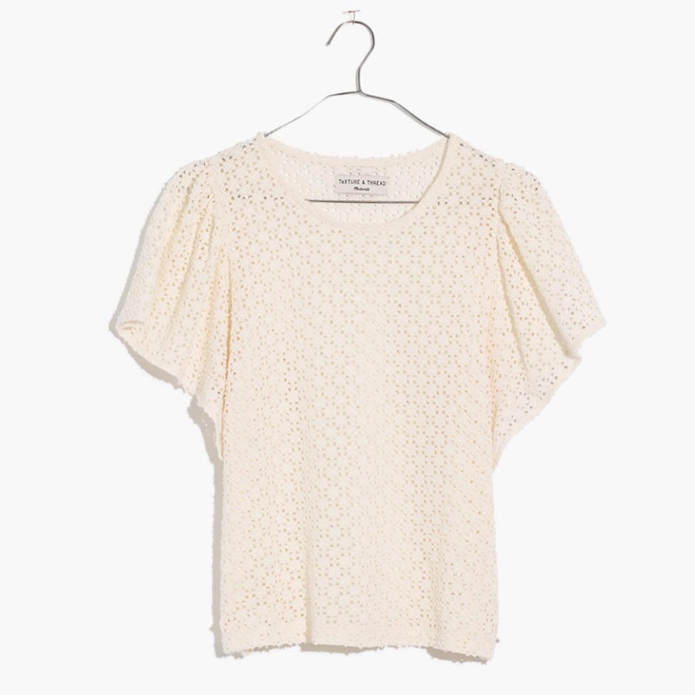 Madewell Texture & Thread Eyelet Flutter Sleeve